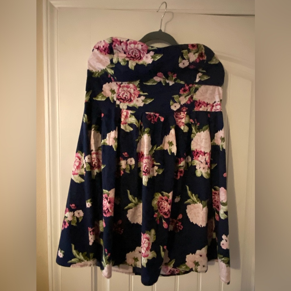 Women’s Rue21+ Navy Blue/Pink Floral Strapless Dress XL